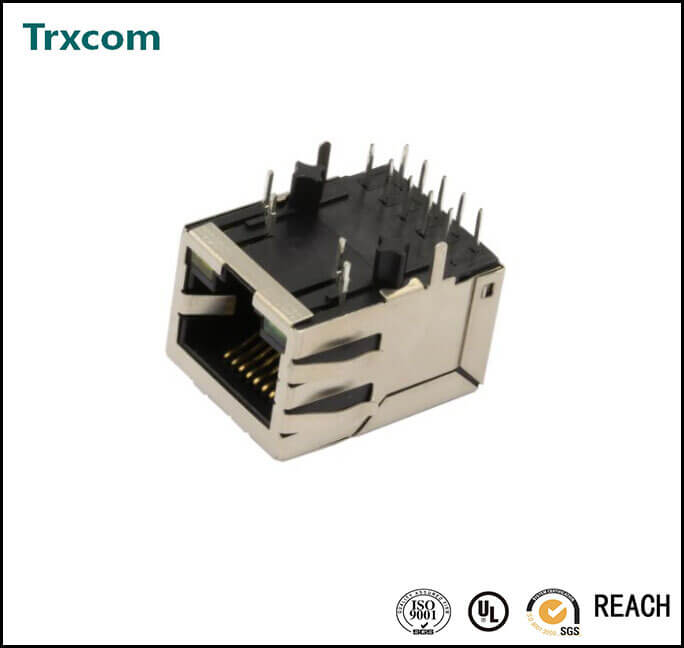 1000M Tab Down 21.25mm RJ45 Ethernet TRJG0801GENL