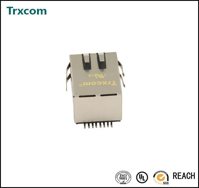 10/100M Single Port Tab Up 25.40mm RJ45 TRJ19395ABNL